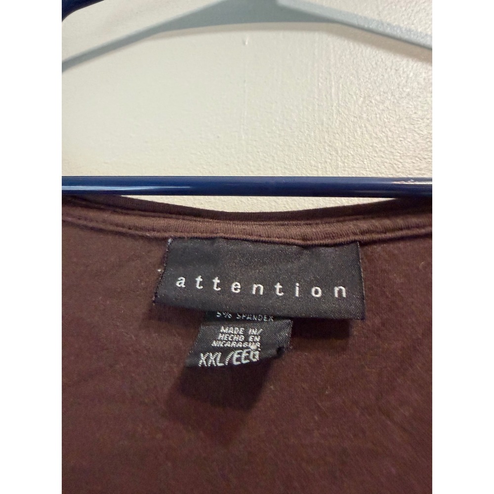 Attention‎ Womens XXL Brown Scoop Neck Short Sleeve Stretch Knit T-Shirt Tee - Picture 2 of 8